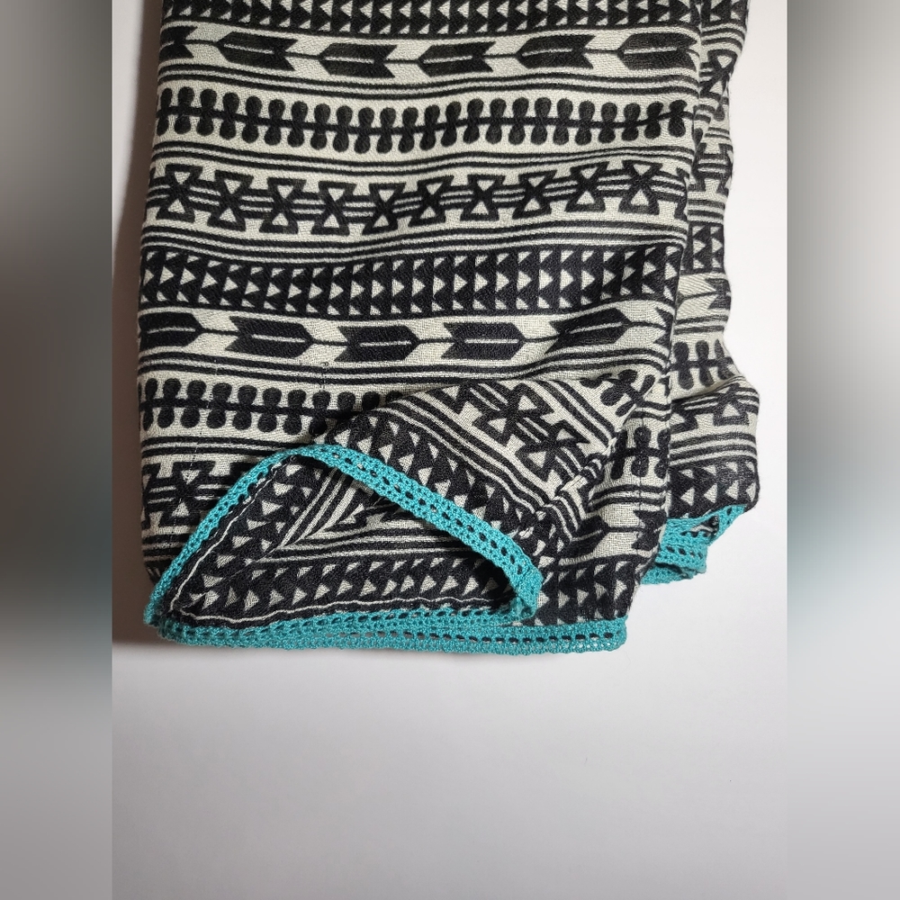 Infinity ScarfTurquoise Crochet Edging